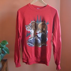 Red Cougar Crewneck Sweater